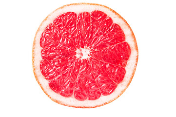 half of ripe grapefruit isolated on a white background