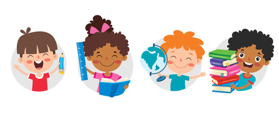 Happy Kid Studying And Learning