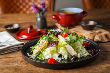 salad with chicken fillets