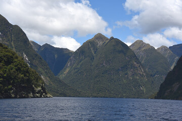 New Zealand- Panorama of the Mountains of Doubtful Sound Fiord