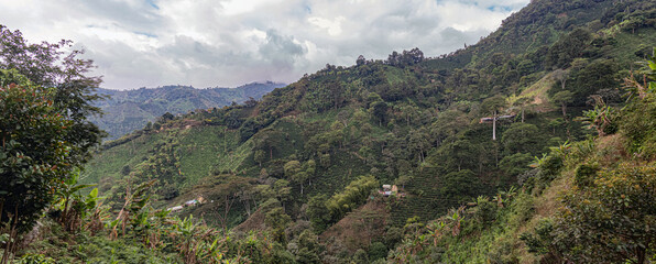 view of the mountains in Santa María Huila Colombia Coffe