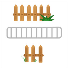 Farm fence, fencing. A set of three elements for agriculture. Colored vector illustration. Can be used in infographics, articles, and promotional materials.