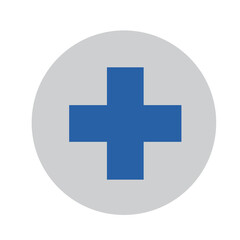 Obraz premium Cross symbol of veterinary medicine. Blue cross on gray background