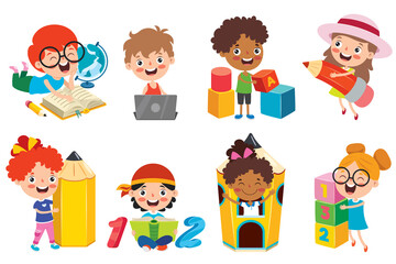 Fototapeta premium Happy Kid Studying And Learning