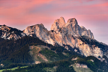 Summer sunset in the Alps (Tannheim, Tyrol, Austria)