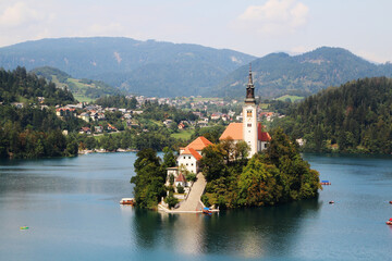 Lake Bled, view from the embankment, Slovenia