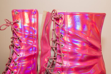 A close up photo of a pair of drag queens boots