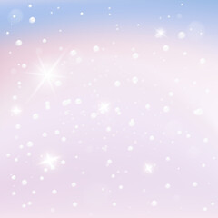 Fantasy princess background with stars, lights and glow. Vanilla sky. Kawaii unicorn wallpaper on hologram backdrop with fantasy glares. Premium vector.