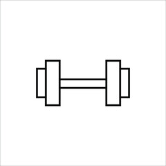 black dumbbell icon on white background, vector illustration