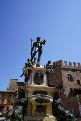 Fountain of Neptune in Florence Italy during the sunny summer day vertical image of monument and tourist attraction