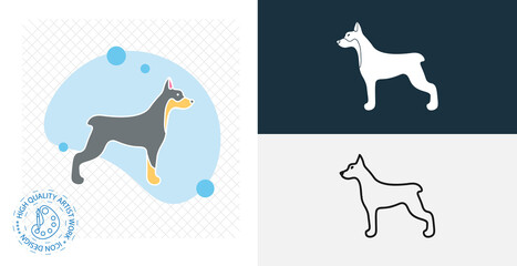 doberman isolated vector icon. animal flat, solid and line design element