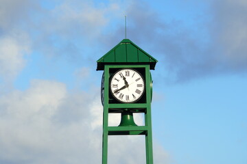 Green clock tower in the city of Grand Turk, Turks & Caicos