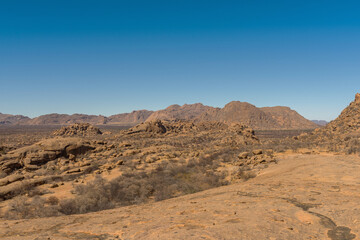 Fototapeta na wymiar massive granite rock formation in the Erongo Mountains, Namibia