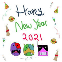 The funny Doodles have New Year Party