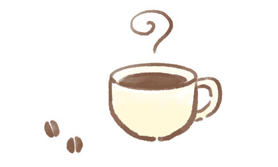 イラスト素材　コーヒーとコーヒー豆