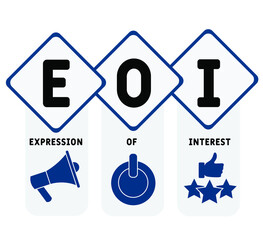 EOI - Expression of Interest acronym. business concept background.  vector illustration concept with keywords and icons. lettering illustration with icons for web banner, flyer, landing page