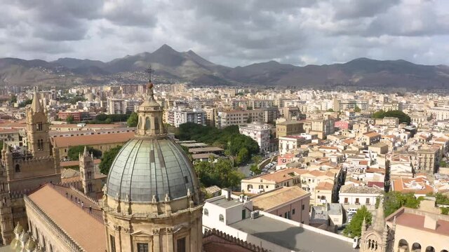 Aerial view of Palermo cathedral, Palermo, Sicily, Italy.