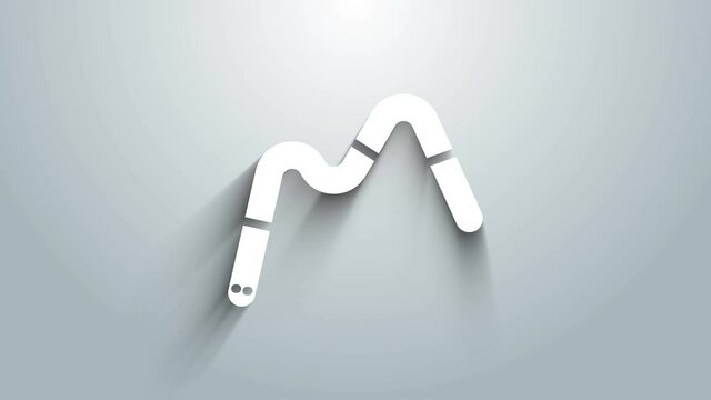 White Jelly worms candy icon isolated on grey background. 4K Video motion graphic animation