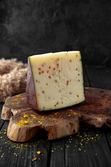 Cheese with seeds. Useful nutritious diet veggie food.