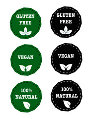Fototapeta na wymiar Gluten Free Vegan 100% Natural Labels
