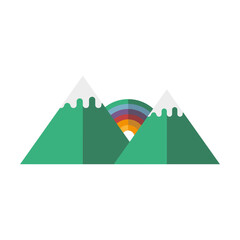 rainbow behind mountains vector design