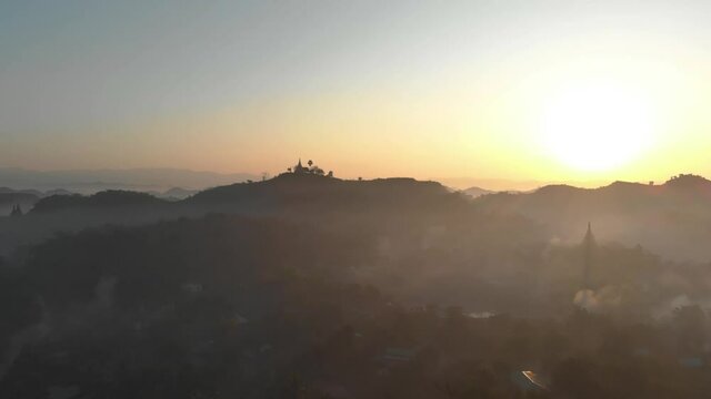 Aerial view of Mrauk-U temple.