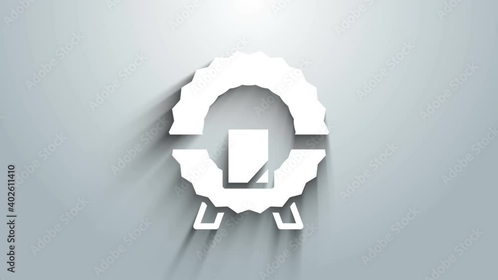 Sticker White Memorial wreath icon isolated on grey background. Funeral ceremony. 4K Video motion graphic animation