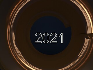3dd rendering of  new year 2021 model in dark tones color scheme