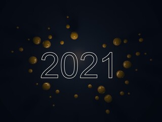 3dd rendering of  new year 2021 model in dark tones color scheme
