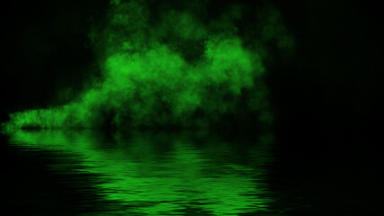 Mystery dinamic fog texture overlays for text or space. Smoke chemistry, mystery effect on isolated background. Stock illustration. Reflection in water.