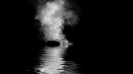 Mystery dinamic fog texture overlays for text or space. Smoke chemistry, mystery effect on isolated background. Stock illustration. Reflection in water.