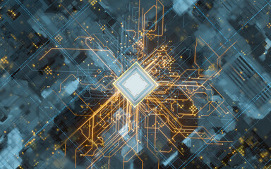 Circuit board, electronics cyberspace background, 3d rendering.