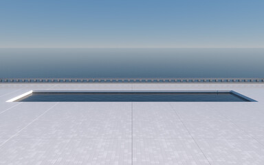 Naklejka premium Empty ground with ocean background, 3d rendering.