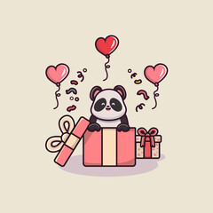 Naklejka premium Surprise white gift box with red ribbon and flying heart balloons. open gift box isolated. happy valentine's day and party