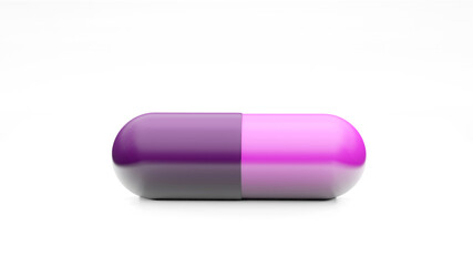 Capsules isolated on white background . Medical Pill Icon Closeup Isolate , 3D render