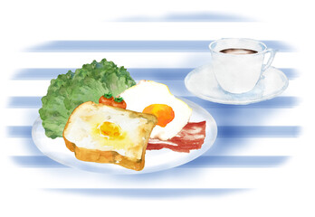 洋風の朝食セット　背景付き