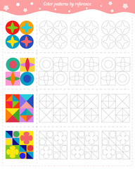  Coloring book for children. Color patterns by sample
