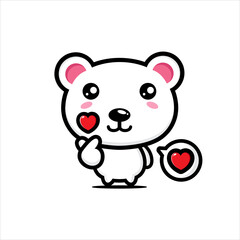 Obraz na płótnie Canvas cute bear character design with korean love finger