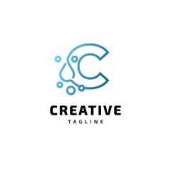 Fototapeta premium Letter C alphabet water logo design illustration vector template