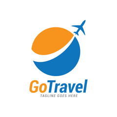 Go Travel airplane plane logo icon vector template.