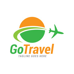 Go Travel airplane plane logo icon vector template.