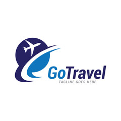Go Travel airplane plane logo icon vector template.