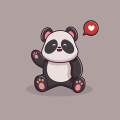 cute animals of panda character  smiling