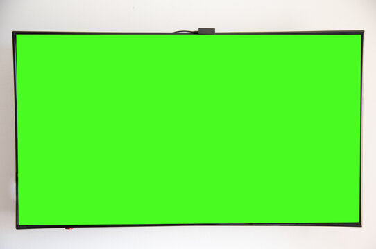 Close up monitor green screen.