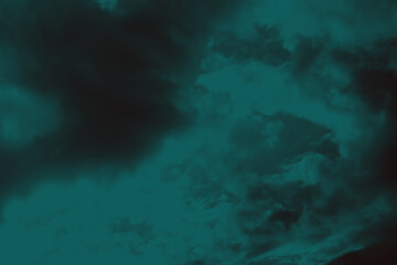 Fototapeta na wymiar Abstract background in trending color tidewater green. Turquoise texture of a misty cloudy sky in a creative way. Color of the year 2021.