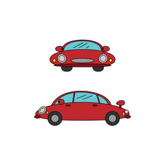 cute simple car vector design. cute red car illustration.