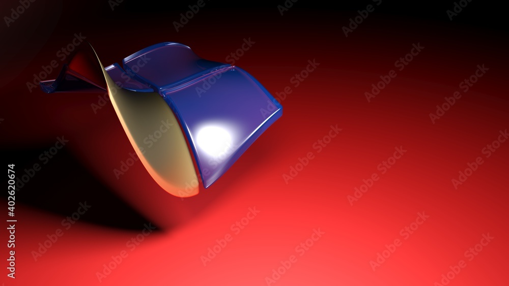 Poster abstract background with waving colored squares over a red gradient surface - 3d rendering illustrat