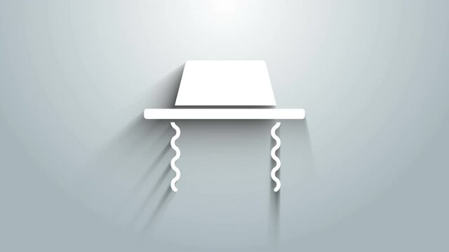 White Orthodox jewish hat with sidelocks icon isolated on grey background. Jewish men in the traditional clothing. Judaism symbols. 4K Video motion graphic animation