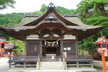 Fototapeta premium Shirahige shrine pavilion in Shiga, Japan - 滋賀 白髭神社 境内 