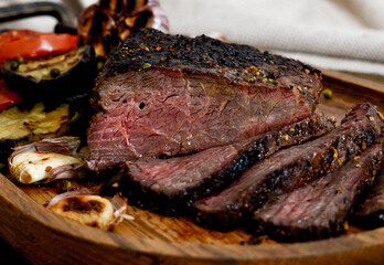 Roast beef in spices baked in the oven